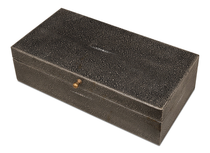 American Home Furniture | Sarreid - Gastsburg - Shagreen Box - Ant.Grey S/2