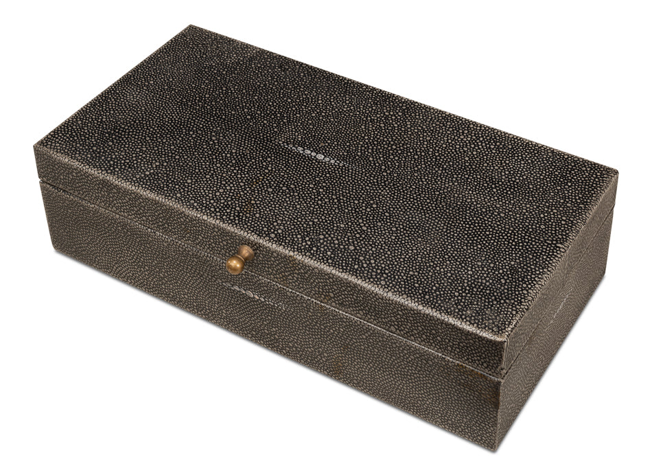 American Home Furniture | Sarreid - Gastsburg - Shagreen Box - Ant.Grey S/2