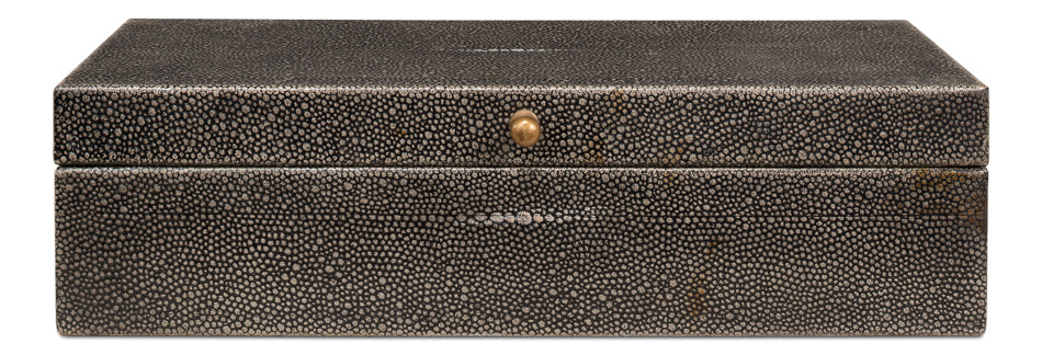 American Home Furniture | Sarreid - Gastsburg - Shagreen Box - Ant.Grey S/2