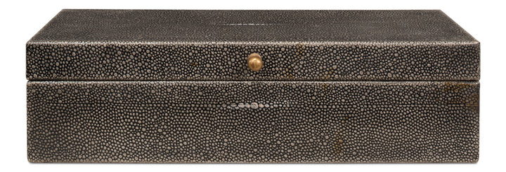 American Home Furniture | Sarreid - Gastsburg - Shagreen Box - Ant.Grey S/2