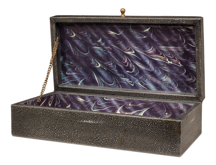 American Home Furniture | Sarreid - Gastsburg - Shagreen Box - Ant.Grey S/2