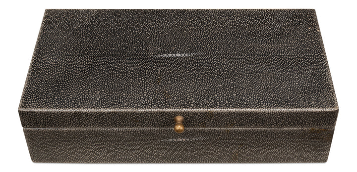 American Home Furniture | Sarreid - Gastsburg - Shagreen Box - Ant.Grey S/2