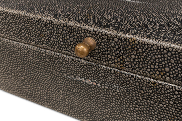 American Home Furniture | Sarreid - Gastsburg - Shagreen Box - Ant.Grey S/2