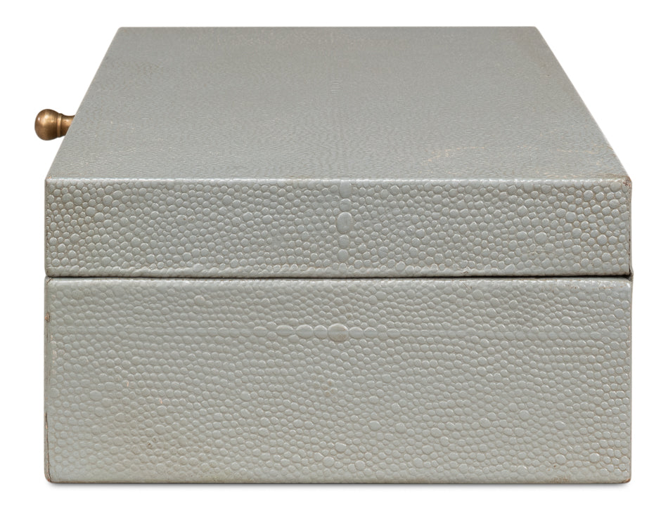 American Home Furniture | Sarreid - Gatsburg Shagreen Box - Storm Grey - S/2