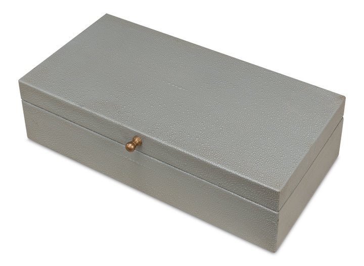 American Home Furniture | Sarreid - Gatsburg Shagreen Box - Storm Grey - S/2