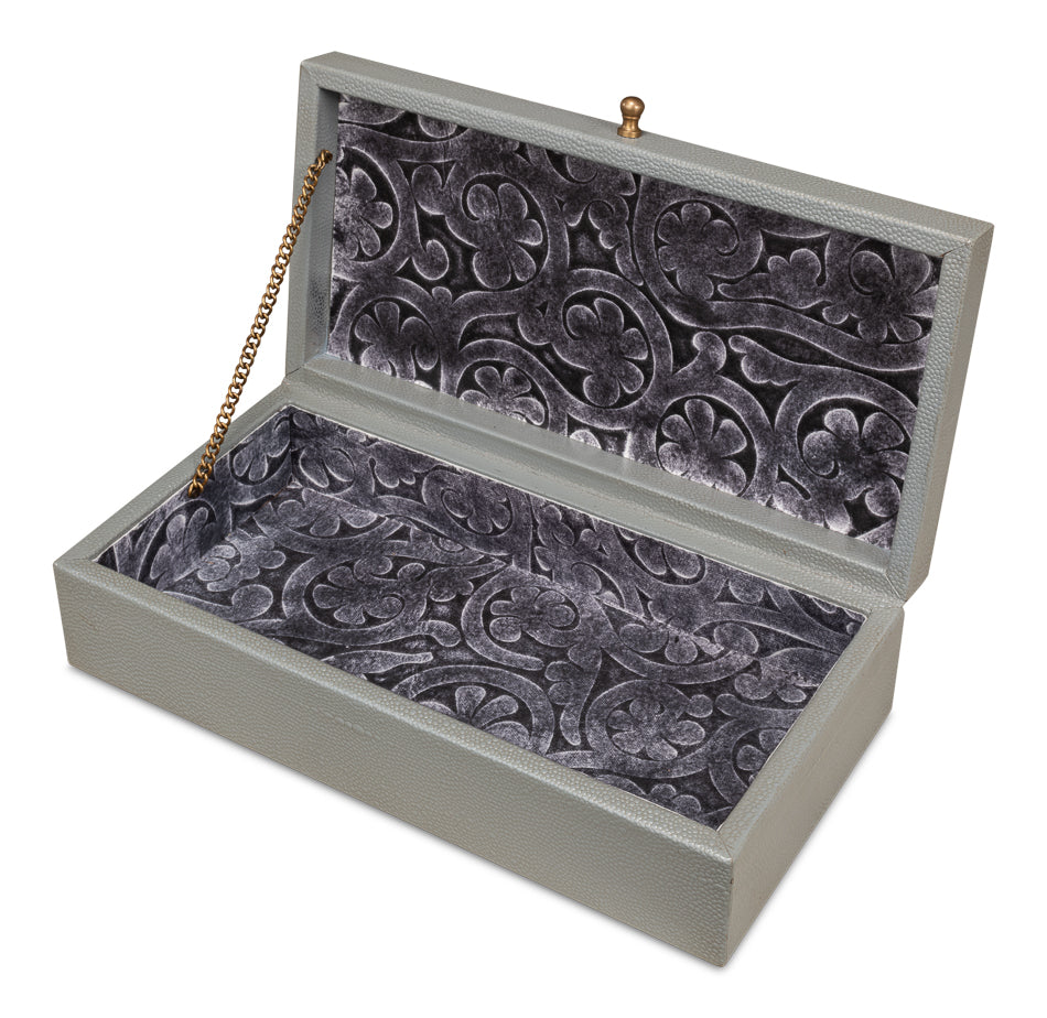 American Home Furniture | Sarreid - Gatsburg Shagreen Box - Storm Grey - S/2