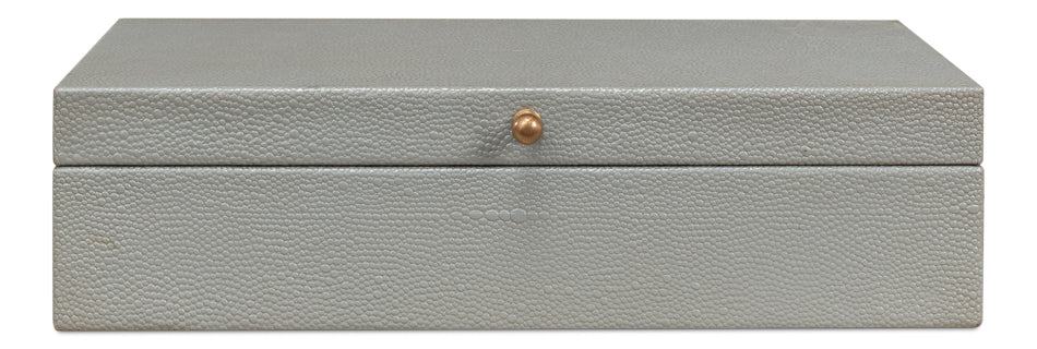 American Home Furniture | Sarreid - Gatsburg Shagreen Box - Storm Grey - S/2