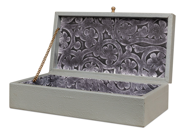 American Home Furniture | Sarreid - Gatsburg Shagreen Box - Storm Grey - S/2