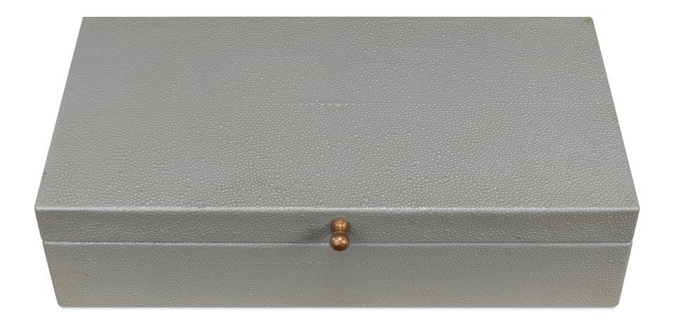 American Home Furniture | Sarreid - Gatsburg Shagreen Box - Storm Grey - S/2