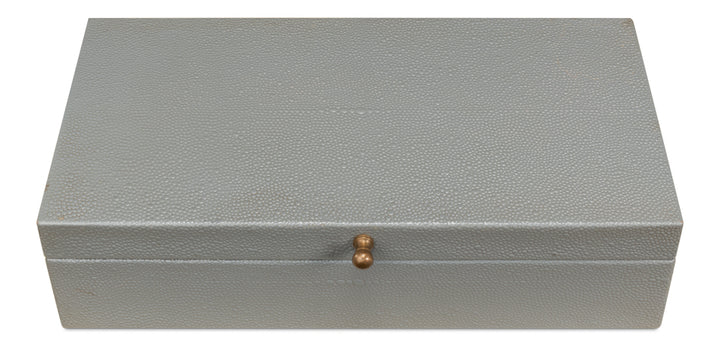 American Home Furniture | Sarreid - Gatsburg Shagreen Box - Storm Grey - S/2