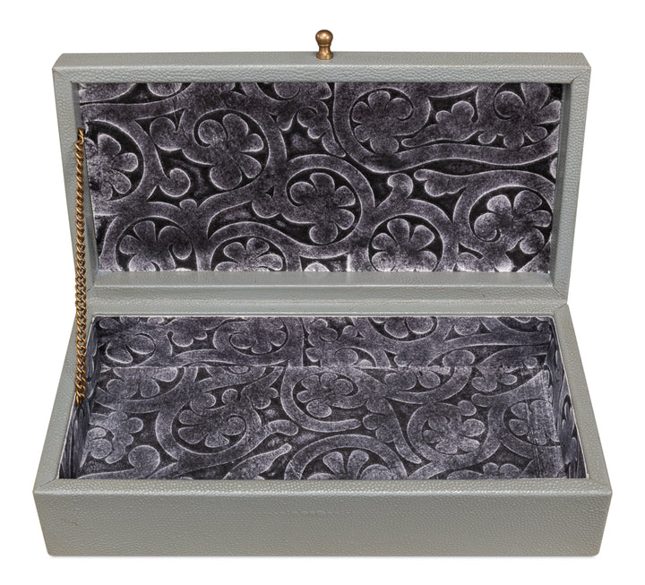 American Home Furniture | Sarreid - Gatsburg Shagreen Box - Storm Grey - S/2