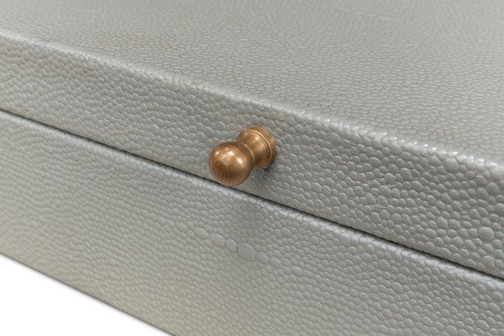 American Home Furniture | Sarreid - Gatsburg Shagreen Box - Storm Grey - S/2