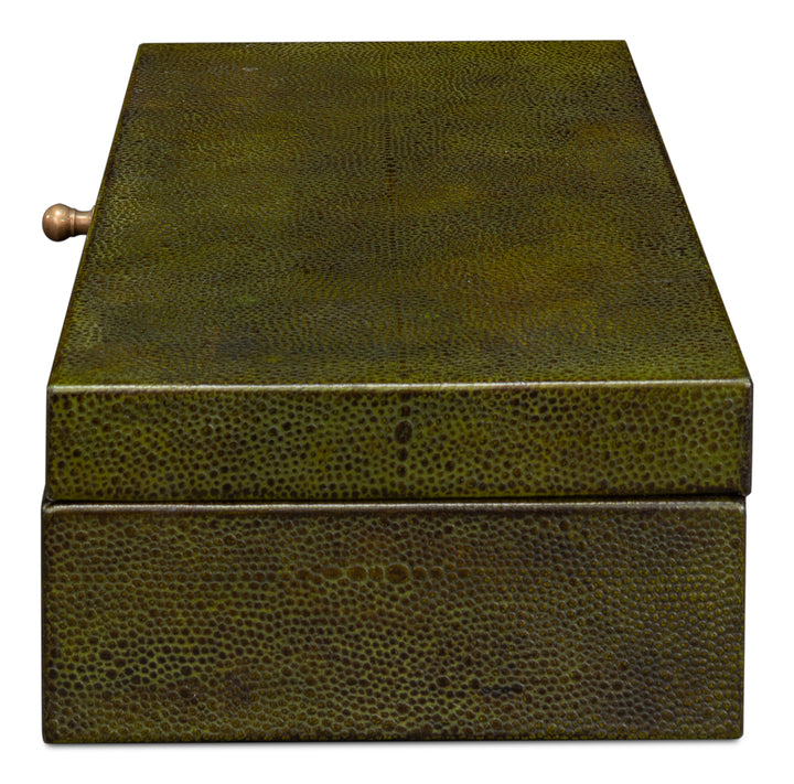 American Home Furniture | Sarreid - Gatsburg Shagreen Box - Leaf - Set Of 2