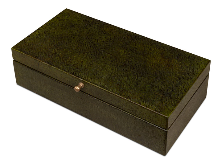 American Home Furniture | Sarreid - Gatsburg Shagreen Box - Leaf - Set Of 2