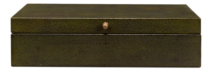 American Home Furniture | Sarreid - Gatsburg Shagreen Box - Leaf - Set Of 2