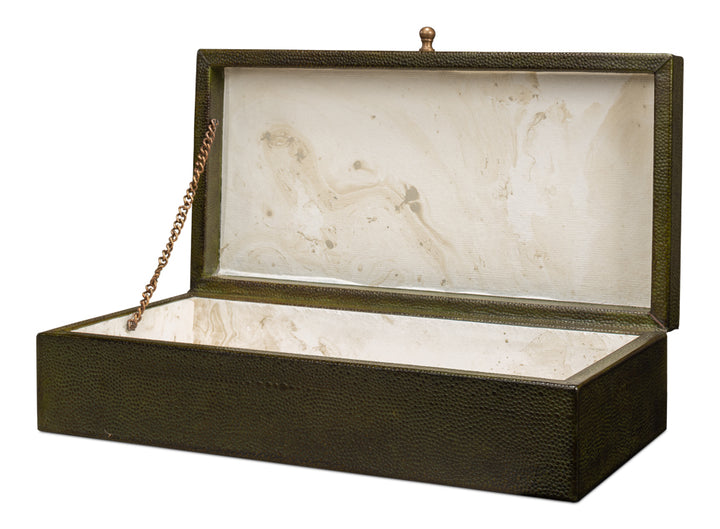 American Home Furniture | Sarreid - Gatsburg Shagreen Box - Leaf - Set Of 2