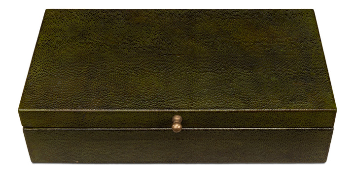 American Home Furniture | Sarreid - Gatsburg Shagreen Box - Leaf - Set Of 2