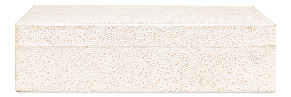 American Home Furniture | Sarreid - Gatsburg Shagreen Box Osprey White - S/2 