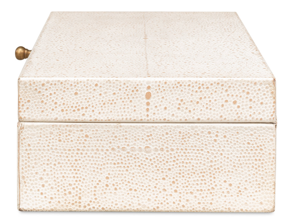 American Home Furniture | Sarreid - Gatsburg Shagreen Box Osprey White - S/2 