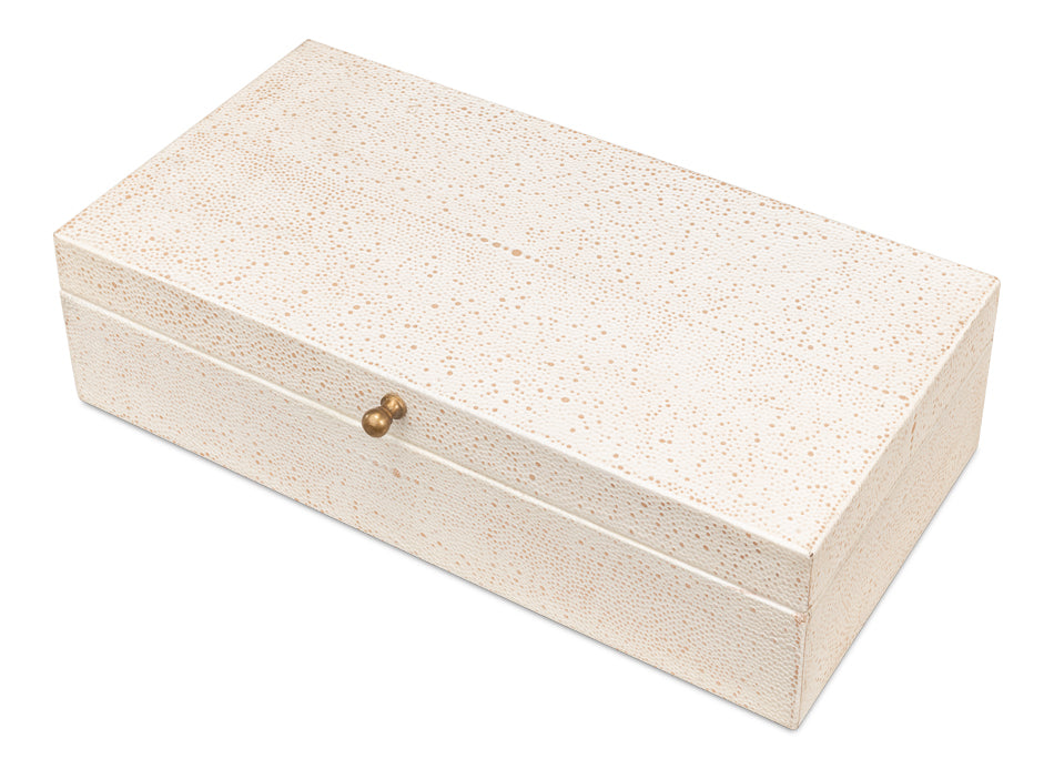 American Home Furniture | Sarreid - Gatsburg Shagreen Box Osprey White - S/2 