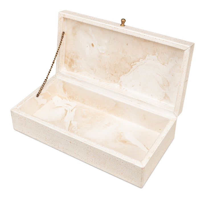 American Home Furniture | Sarreid - Gatsburg Shagreen Box Osprey White - S/2 