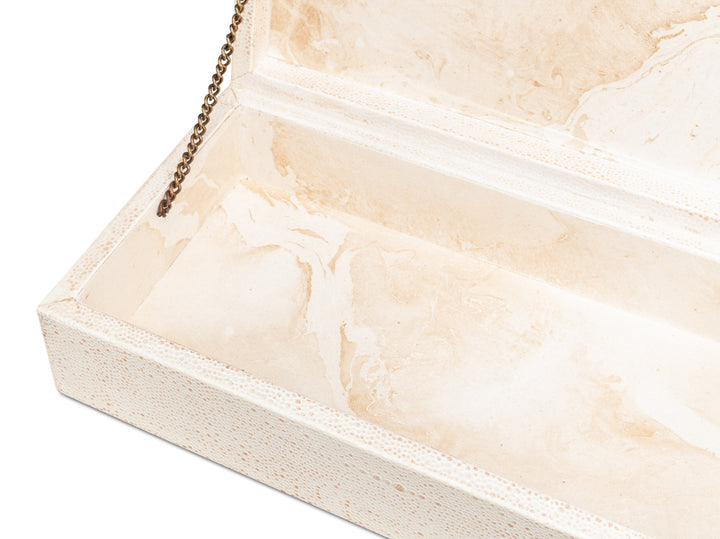 American Home Furniture | Sarreid - Gatsburg Shagreen Box Osprey White - S/2 