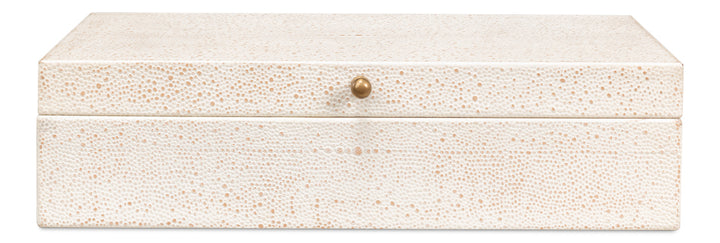 American Home Furniture | Sarreid - Gatsburg Shagreen Box Osprey White - S/2 