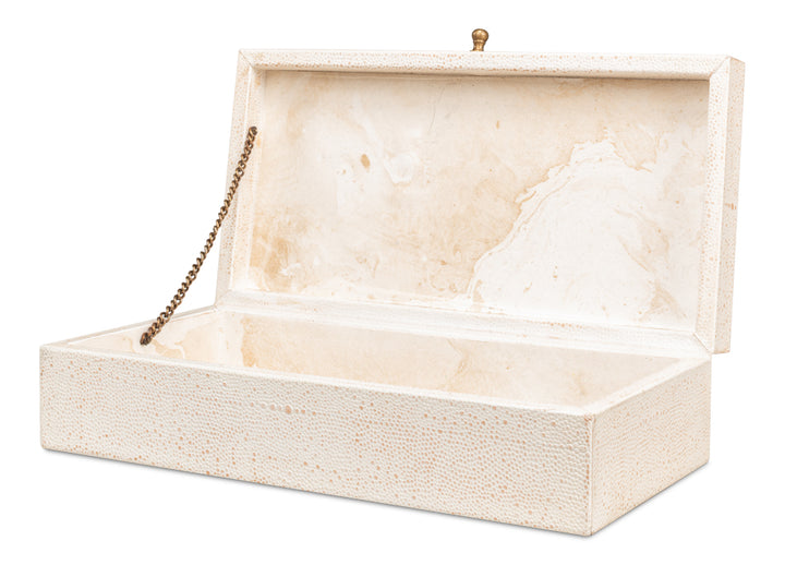 American Home Furniture | Sarreid - Gatsburg Shagreen Box Osprey White - S/2 