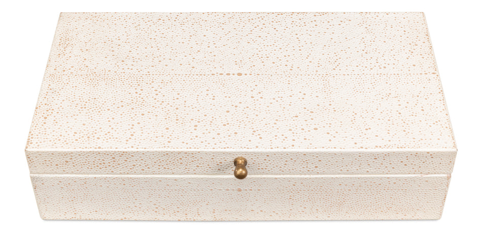 American Home Furniture | Sarreid - Gatsburg Shagreen Box Osprey White - S/2 