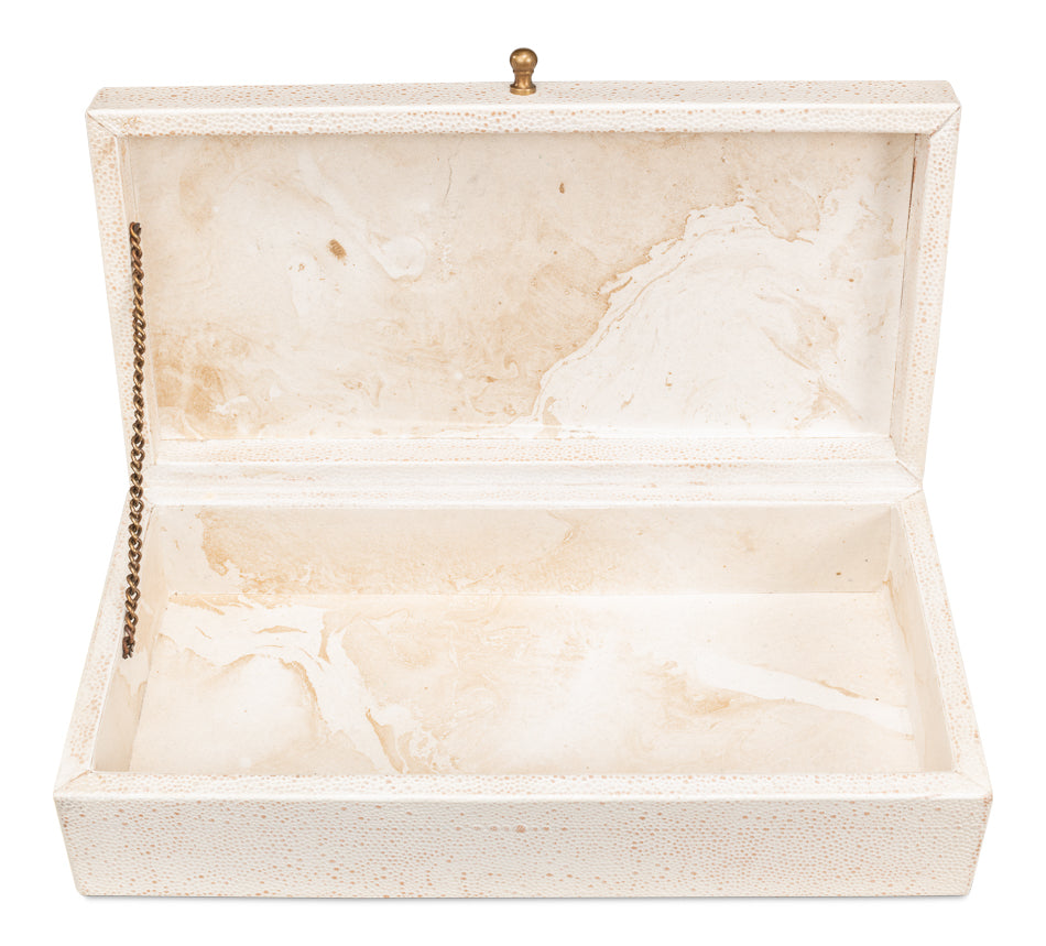 American Home Furniture | Sarreid - Gatsburg Shagreen Box Osprey White - S/2 