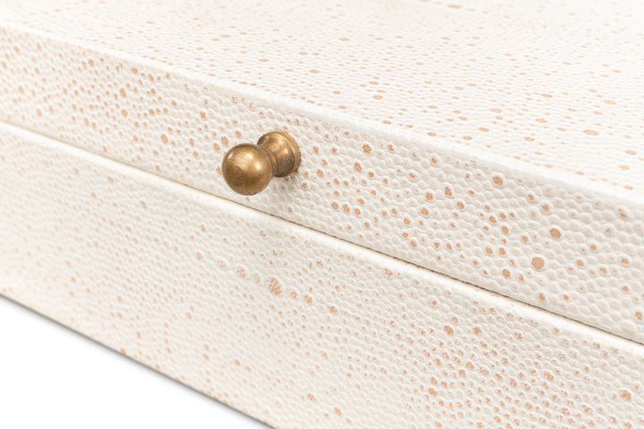 American Home Furniture | Sarreid - Gatsburg Shagreen Box Osprey White - S/2 