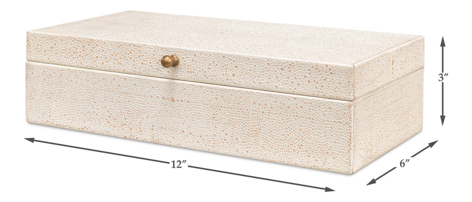 American Home Furniture | Sarreid - Gatsburg Shagreen Box Osprey White - S/2 