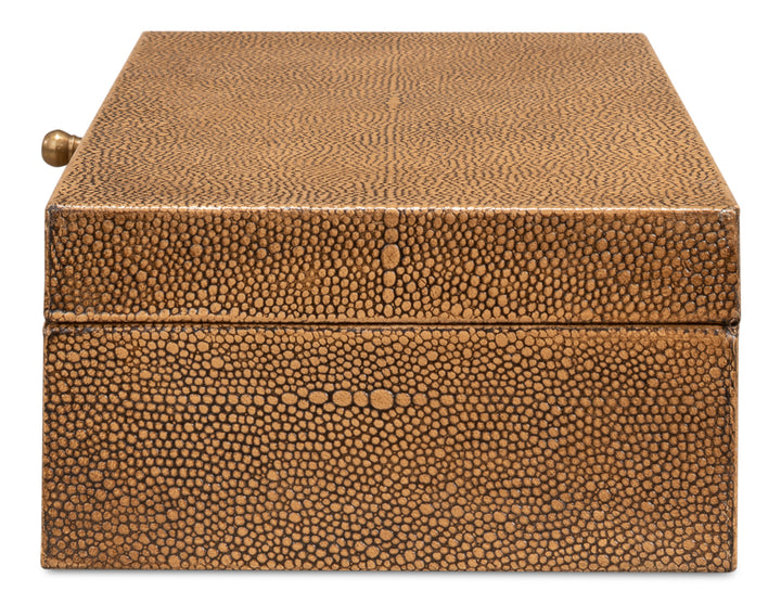 American Home Furniture | Sarreid - Gatsburg Shagreen Box - Tawny Brown - S/2 