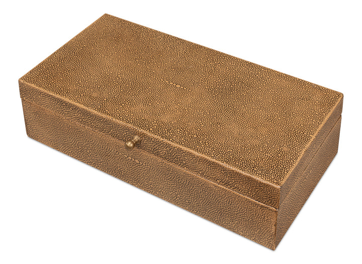 American Home Furniture | Sarreid - Gatsburg Shagreen Box - Tawny Brown - S/2 