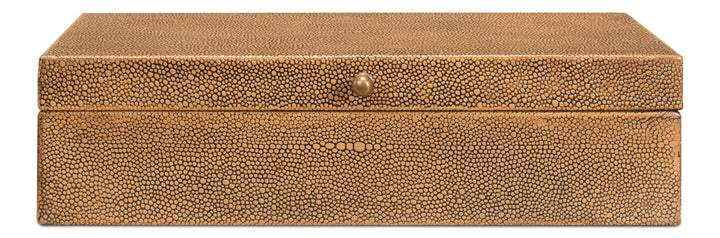 American Home Furniture | Sarreid - Gatsburg Shagreen Box - Tawny Brown - S/2 