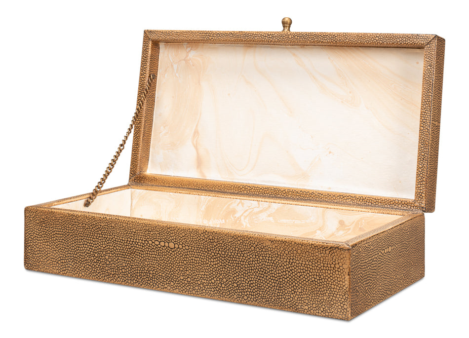 American Home Furniture | Sarreid - Gatsburg Shagreen Box - Tawny Brown - S/2 