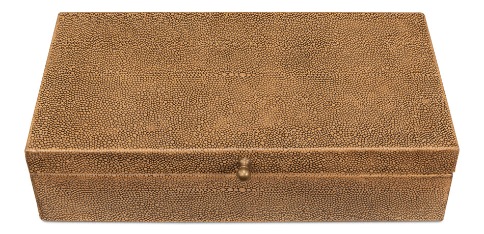 American Home Furniture | Sarreid - Gatsburg Shagreen Box - Tawny Brown - S/2 