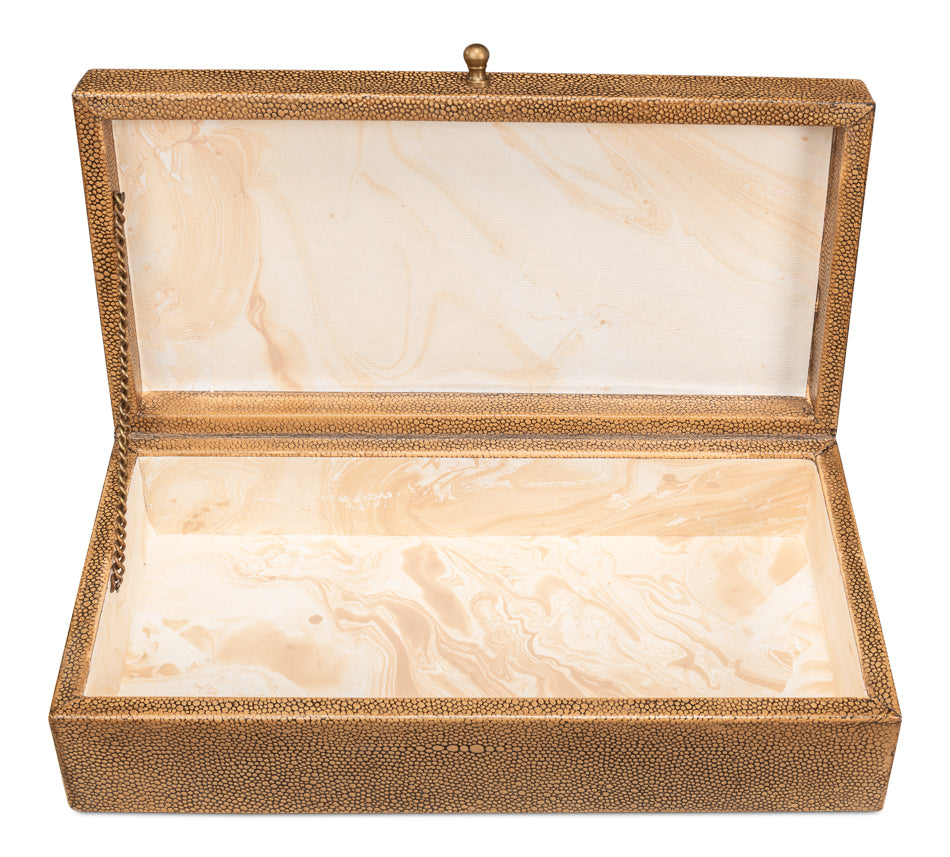 American Home Furniture | Sarreid - Gatsburg Shagreen Box - Tawny Brown - S/2 