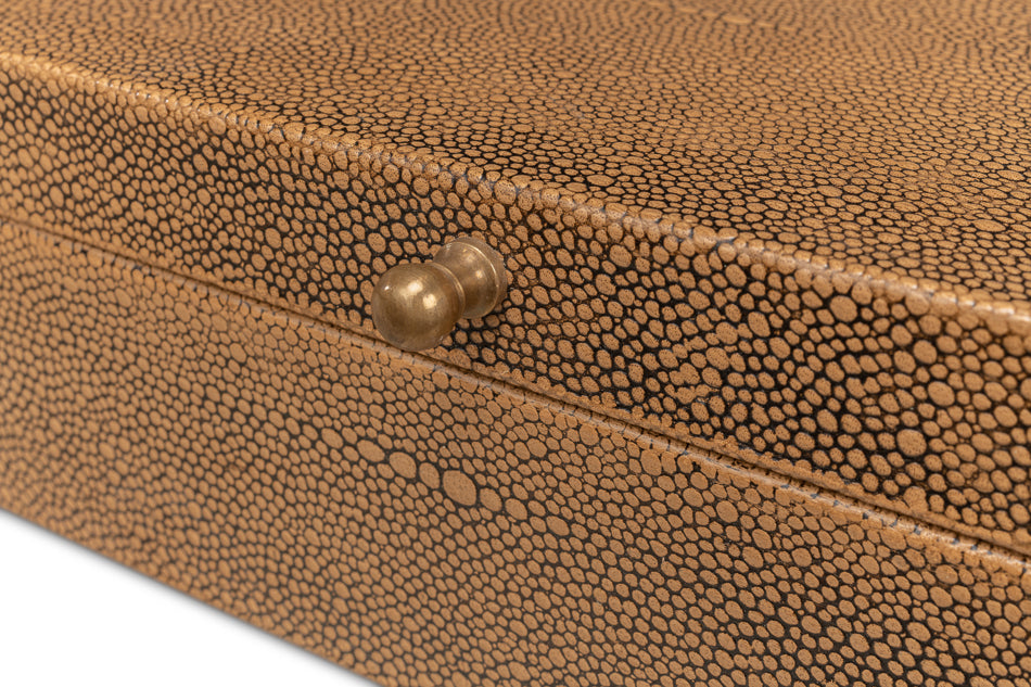 American Home Furniture | Sarreid - Gatsburg Shagreen Box - Tawny Brown - S/2 