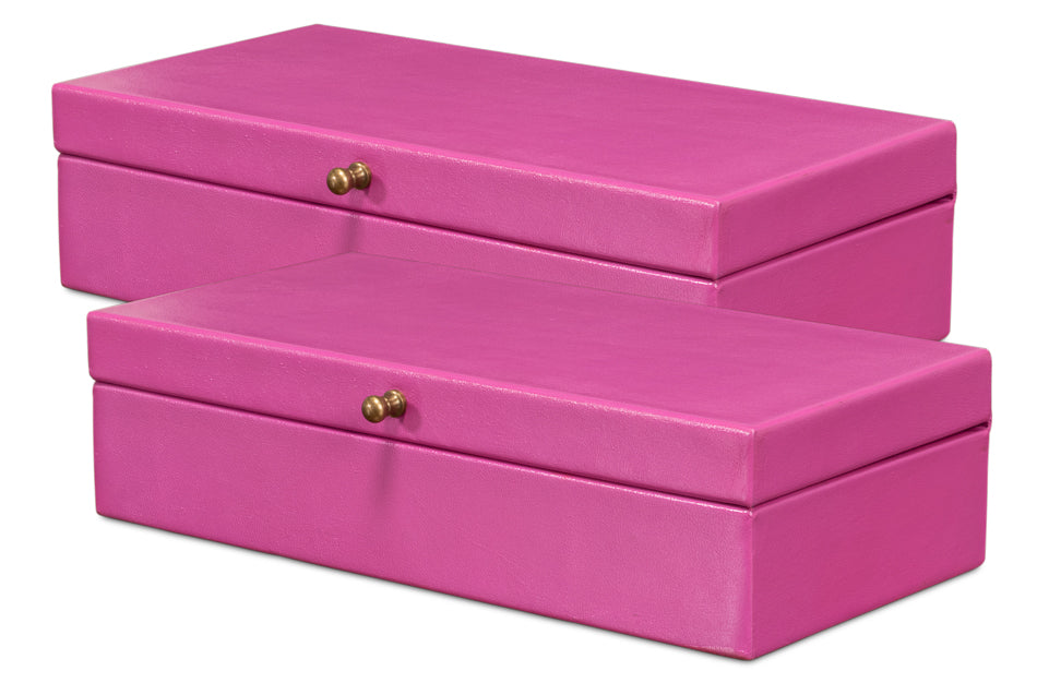 American Home Furniture | Sarreid - Gatsburg Shagreen Box - Pink - Set Of 2