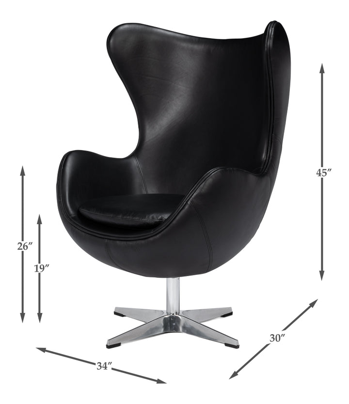 American Home Furniture | Sarreid - Jacobean Mid 20th Century Egg Chair Blk 