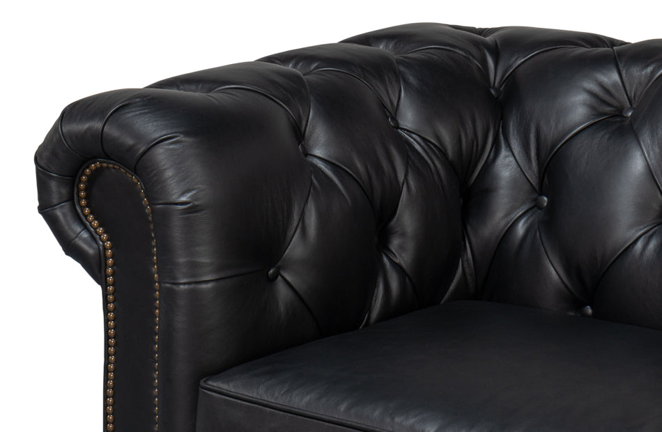 American Home Furniture | Sarreid - Castered Chesterfield Sofa Onyx Black