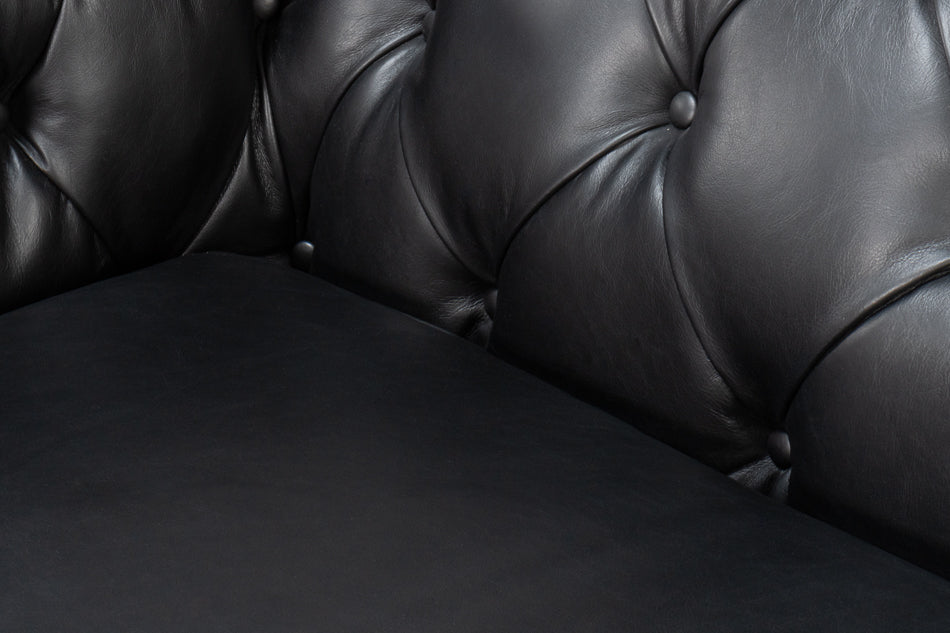 American Home Furniture | Sarreid - Castered Chesterfield Sofa Onyx Black