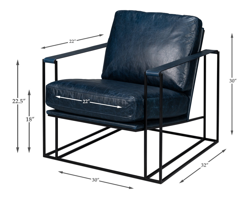 American Home Furniture | Sarreid - Oryan Chair - Chateau Blue