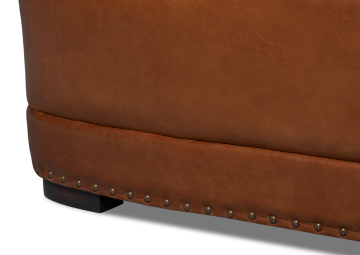 American Home Furniture | Sarreid - Mcmillan Distilled Leather Sofa Brown