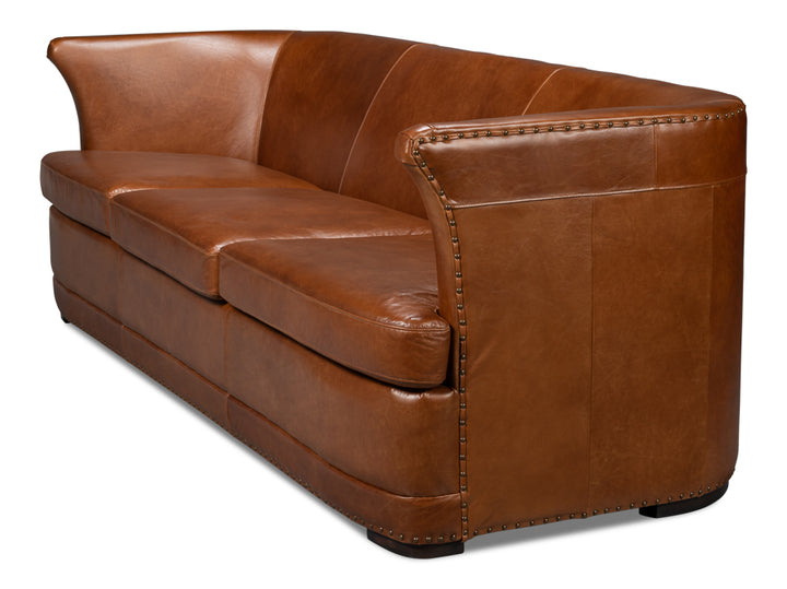 American Home Furniture | Sarreid - Mcmillan Distilled Leather Sofa Brown