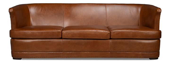 American Home Furniture | Sarreid - Mcmillan Distilled Leather Sofa Brown