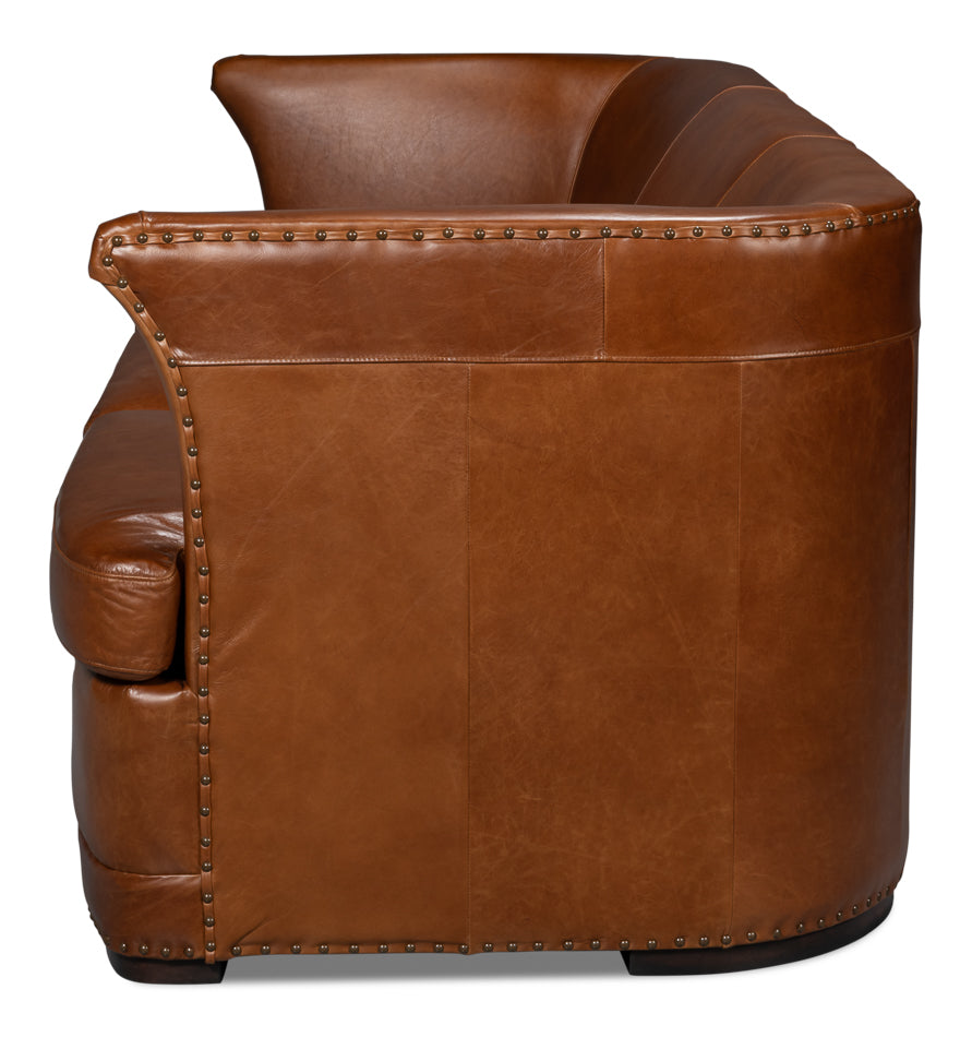 American Home Furniture | Sarreid - Mcmillan Distilled Leather Sofa Brown