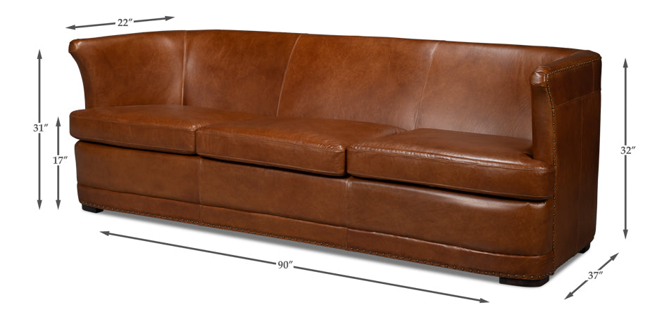 American Home Furniture | Sarreid - Mcmillan Distilled Leather Sofa Brown