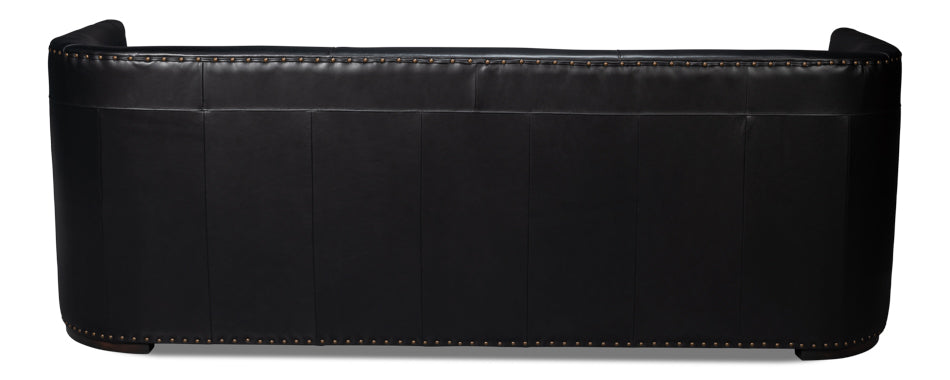 American Home Furniture | Sarreid - Mcmillan Distilled Leather Sofa Onyx Blk